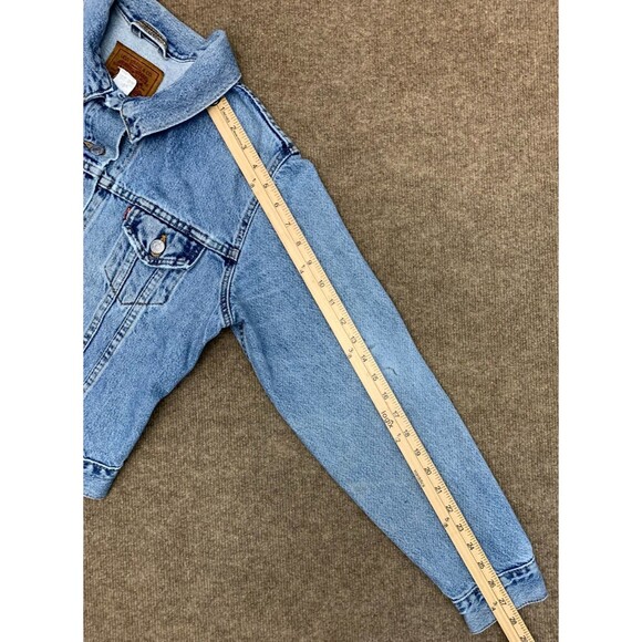 Vintage Levis Jacket Womens M Denim Trucker 90s Pre-Washed Lived-In USA Red Tab - Picture 7 of 10